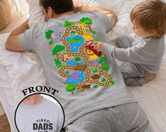 Tired Dads Club Safari Track Tee, Interactive Zoo Map Shirt, Fathers Day Gift