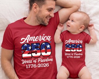 Matching America 250 Shirts for Dad and Baby, 1776-2026 Independence Day Outfits, Father Daughter 4th of July Tee, Patriotic Daddy and Me