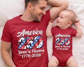 Matching America 250 Shirts for Dad and Baby, 1776-2026 Independence Day Outfits, Father Daughter 4th of July Tee, Patriotic Daddy and Me
