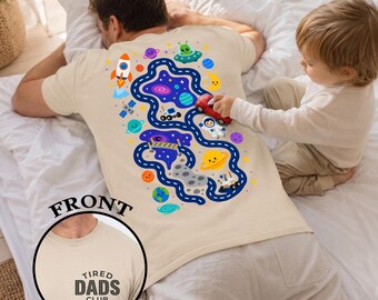 Tired Dads Club Space Play Mat Shirt, Interactive Astronaut Track Tee