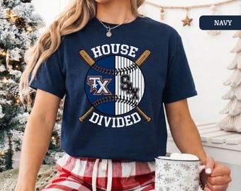 House Divided Custom Baseball Shirt, Split Team Logo T-Shirt, Personalized Baseball Mom Gift, 2 Team T-Shirt, Family Apparel Root Both