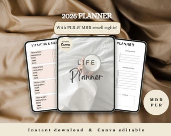 2026 Life Planner Canva Template, Resell Rights (Digital Download)