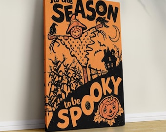 Retro Halloween Art Print, Spooky Kitchen Decor, Canvas