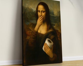 Funny Mona Lisa Toilet Paper Print: Humorous Bathroom Renaissance Wall Art