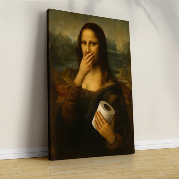 Funny Mona Lisa Toilet Paper Print: Humorous Bathroom Renaissance Wall Art