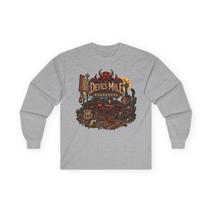 Devil's Mile Roadhouse Long Sleeve Tee | Retro Diner Desert Highway Illustration