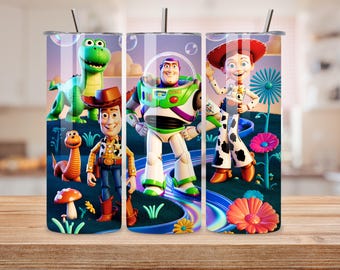 Toy Story Friends 20oz Tumbler Wrap, 3D Cartoon Character PNG (Digital Download)