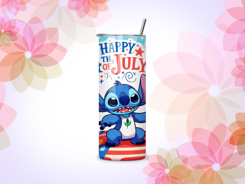 3D cute stitch inspired tumbler wrap design for 20oz skinny tumbler sublimation
colorful cartoon stitch inspired wrap PNG for sublimation printing
