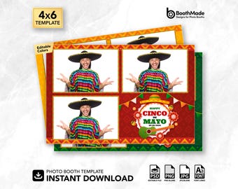 Cinco de Mayo Fiesta Photo Booth Template | 4x6 Horizontal | PSD + PNG Overlay | Digital Download