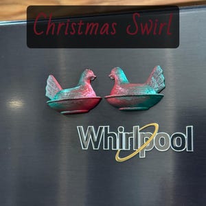 Indiana - Inspired Hen On Nest Magnets Christmas Swirl