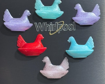 ¡Nuevo diseño! Imanes inspirados en Indiana: gallinas en su nido