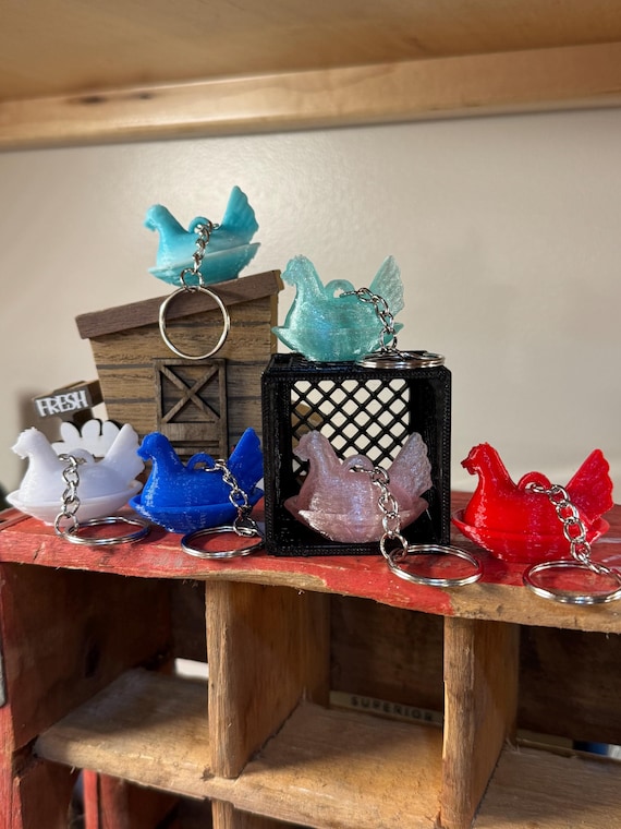 Indiana - Inspired Hen On Nest Keychains