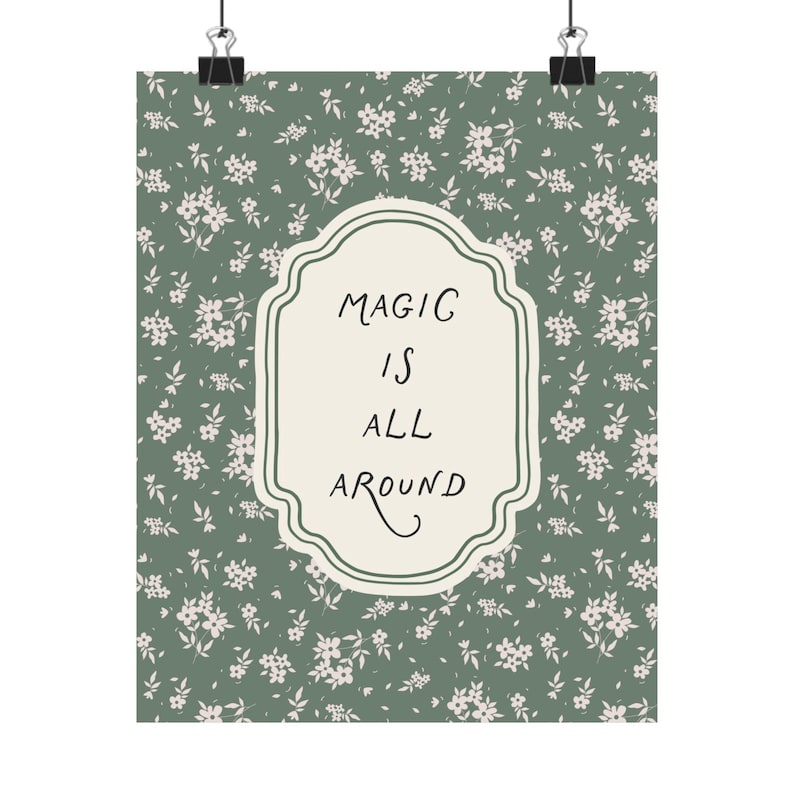 Magic is All around Poster, Vintage Kinderzimmer Wandkunst, Gedrucktes Poster, Woodland Kinderzimmer Art, Cottagecore Kinderzimmer Dekor Bild 2