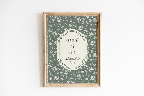 Magic is All Around Poster, Vintage Nursery Wall Art, Printed Poster, Woodland Nursery Art, Cottagecore Kids Room Decor