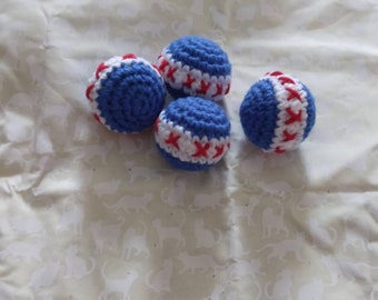 Cat toys blue and white with red X's