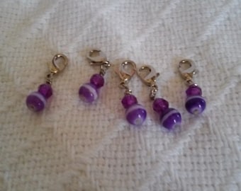 Set of five handmade stitch markers