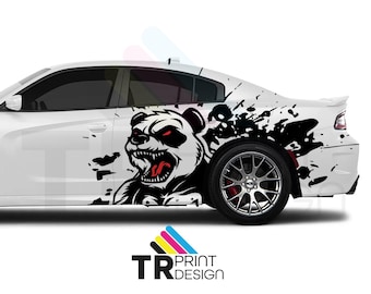 Grafica laterale Angry Panda con conducente e passeggero - Compatibile con Charger - Challenger - Mustang