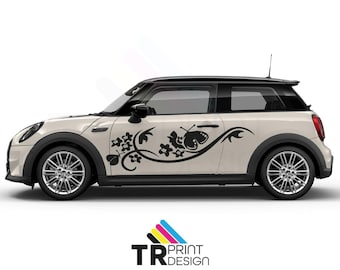 Include entrambi i lati: adesivi in vinile con farfalle e fiori per Mini Cooper