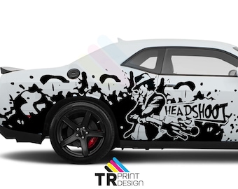 Include adesivi laterali Dodge Challenger Headshot Splash (coppia): kit di grafiche in vinile per modelli dal 2008 al 2023