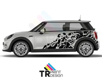 Include entrambi i lati: kit grafico in vinile con adesivi Nightmare per Mini Cooper