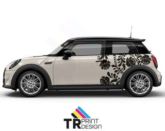 Adesivi per pannelli laterali sottoporta a forma di fiore: adesivo in vinile per Mini Cooper