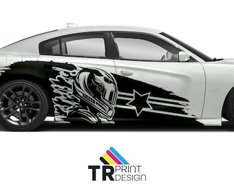 Adesivo per auto lato guida - Grafica casco da corsa