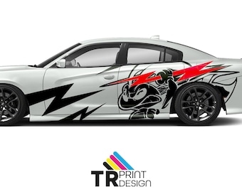 Adesivo per auto con ape arrabbiata e fulmine - Vinile resistente alle intemperie