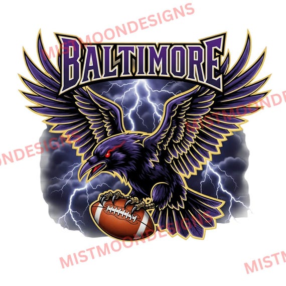 Baltimore Football PNG | Fierce Ravens Clipart | Lightning | Bold Sports Team Design | Digital Download | Game Day | Touch Down | Ravens PNG