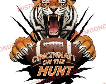 Cincinnati on the Hunt PNG | Tiger Football Clipart | Bengal Sports Team | Game Day Sublimation | Shirts Hoodies & Merch | Orange Black PNG
