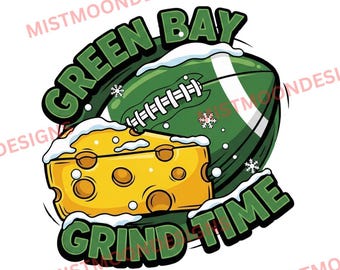 Green Bay Grind Time PNG | Green Bay Football | Swiss Cheese Clipart | Snowy PNG | Wisconsin Football | Sports Fan Sublimation | Game Day