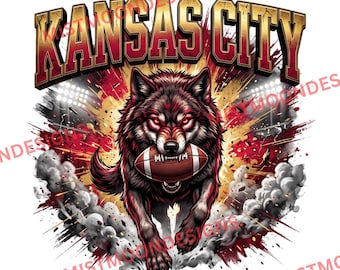 Kansas City Wolf Football PNG | Fierce Game Day Sports Graphic (Digital Download)