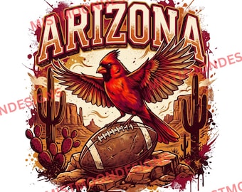 Arizona Football Cardinal PNG | Desert Cardinal Sports Graphic | Retro Arizona Fan Art | Southwest Football Design | Digital Download