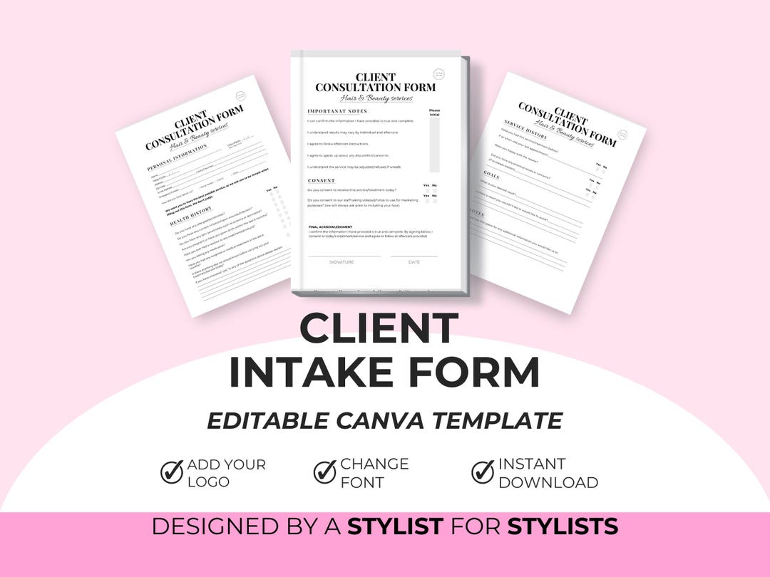 Beauty Client Consultation Form Template, Hair, Lash, Brow Editable in ...