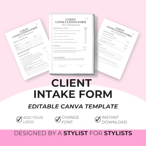 Beauty Client Consultation Form Template, Hair, Lash, Brow Editable in Canva (Digital Download)