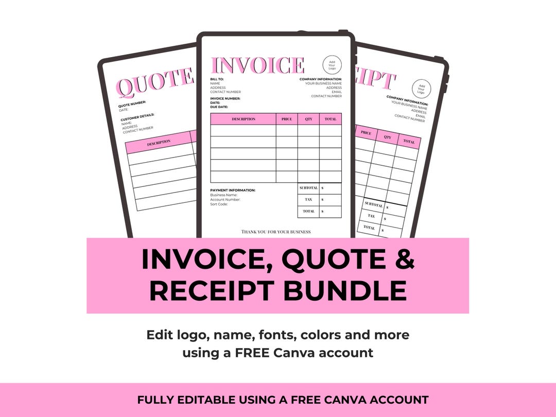 Invoice Template Bundle | Editable Canva Forms for Small Businesses ...