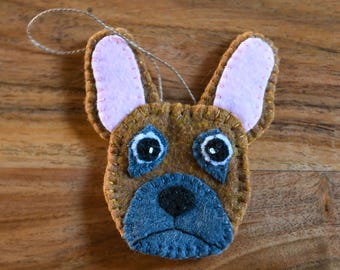 Handmade Felt French Bulldog Ornament