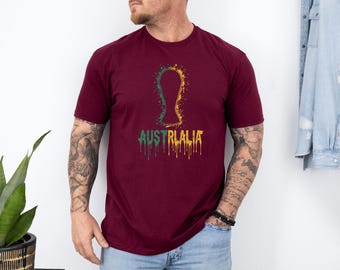 Australia Trophy Colors Soccer Minimalist Graphic Tee, Splash Cup Style Football Design for Fans, 2026 World USA Animated Unisex T-Shirt