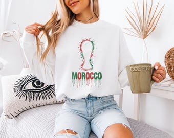 Morocco Trophy Colors Soccer Minimalist Graphic Tee, Splash Cup Style Football Design for Fans, 2026 World USA Animated Unisex T-Shirt