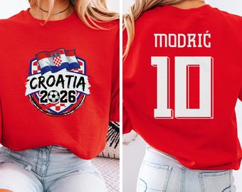 Modric #10 Croatia Star Player Graphic Tee, 2-Sided Soccer Jersey Style Custom Gift, World Tournament Football Fans Inspired Unisex T-Shirt