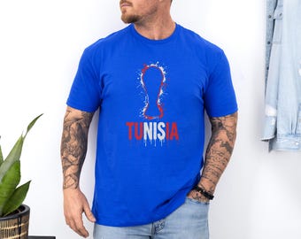 Tunisia Trophy Colors Soccer Minimalist Graphic Tee, Splash Cup Style Football Design for Fans, 2026 World USA Animated Unisex T-Shirt