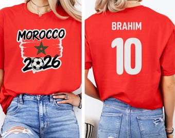 Brahim #10 Morocco Star Player Graphic Tee, 2-Sided Soccer Jersey Style Custom Gift, World Tournament Football Fan Inspired Unisex T-Shirt
