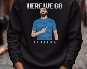 Benzema-Inspired Here We Go Style Personalized Design, Soccer Goalscorer Animated Graphic Tee, Custom Gift For Saudi Fans Unisex T-Shirt
