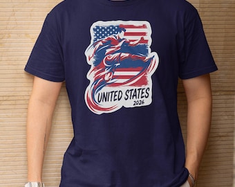 United States Team Supporter Style Personalized Design, World Soccer Flag Animated Graphic Tee, 2026 Football Fans Custom Gift Unisex Tshirt