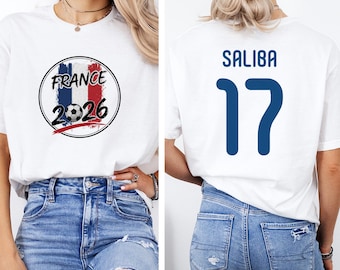 Saliba #17 France Star Player Graphic Tee, 2-Sided Soccer Jersey Style Custom Gift, World Tournament Football Fans Inspired Unisex T-Shirt