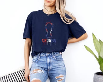 Croatia Trophy Colors Soccer Minimalist Graphic Tee, Splash Cup Style Football Design for Fans, 2026 World USA Animated Unisex T-Shirt