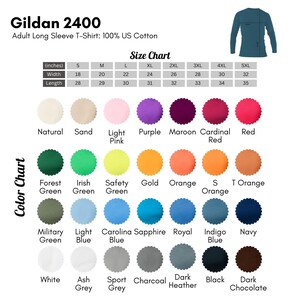 a color chart for a long sleeved shirt