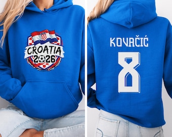 Camiseta gráfica Kovacic #8, jugador estrella croata, estilo camiseta de fútbol de dos caras, regalo personalizado, camiseta unisex inspirada en los aficionados al fútbol del Mundial.