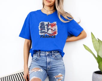 France Football Fan Shirt, French Flag Custom Gift Soccer Lover Graphic Tee, Personalized European Sports Fans Support Unisex T-Shirt