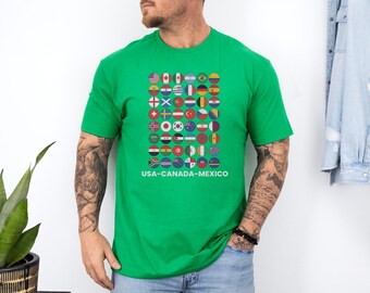 2026 Soccer Tournament Nations Flag Inspired Graphic Tee, Multicolor Fan Art Aesthetic Vintage Athletic Design, Classic Sport Unisex T-Shirt