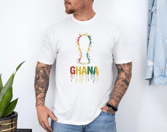 Ghana Trophy Colors Soccer Minimalist Graphic Tee, Splash Cup Style Football Design for Fans, 2026 World USA Animated Unisex T-Shirt